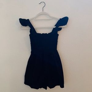 asos black ruffle strap romper